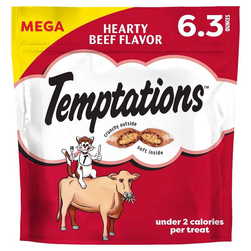 slide 1 of 10, Temptations Hearty Beef Flavor Crunchy Cat Treats - 6.3oz, 6.3 oz