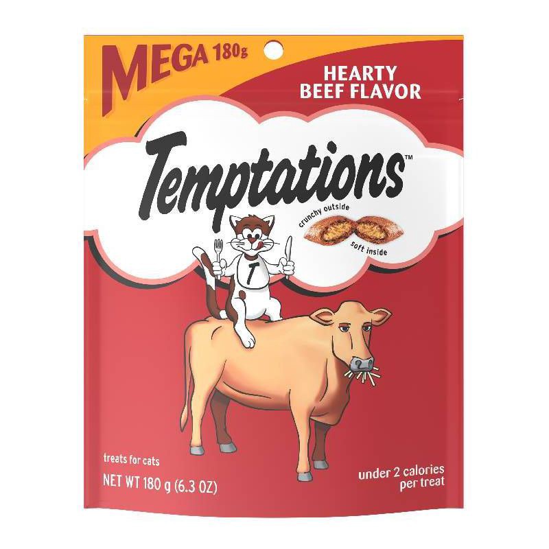 slide 1 of 10, Temptations Hearty Beef Flavor Crunchy Cat Treats - 6.3oz, 6.3 oz