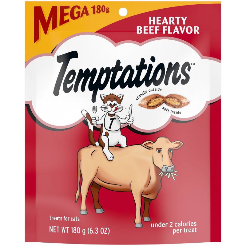 slide 1 of 10, Temptations Hearty Beef Flavor Crunchy Cat Treats - 6.3oz, 6.3 oz