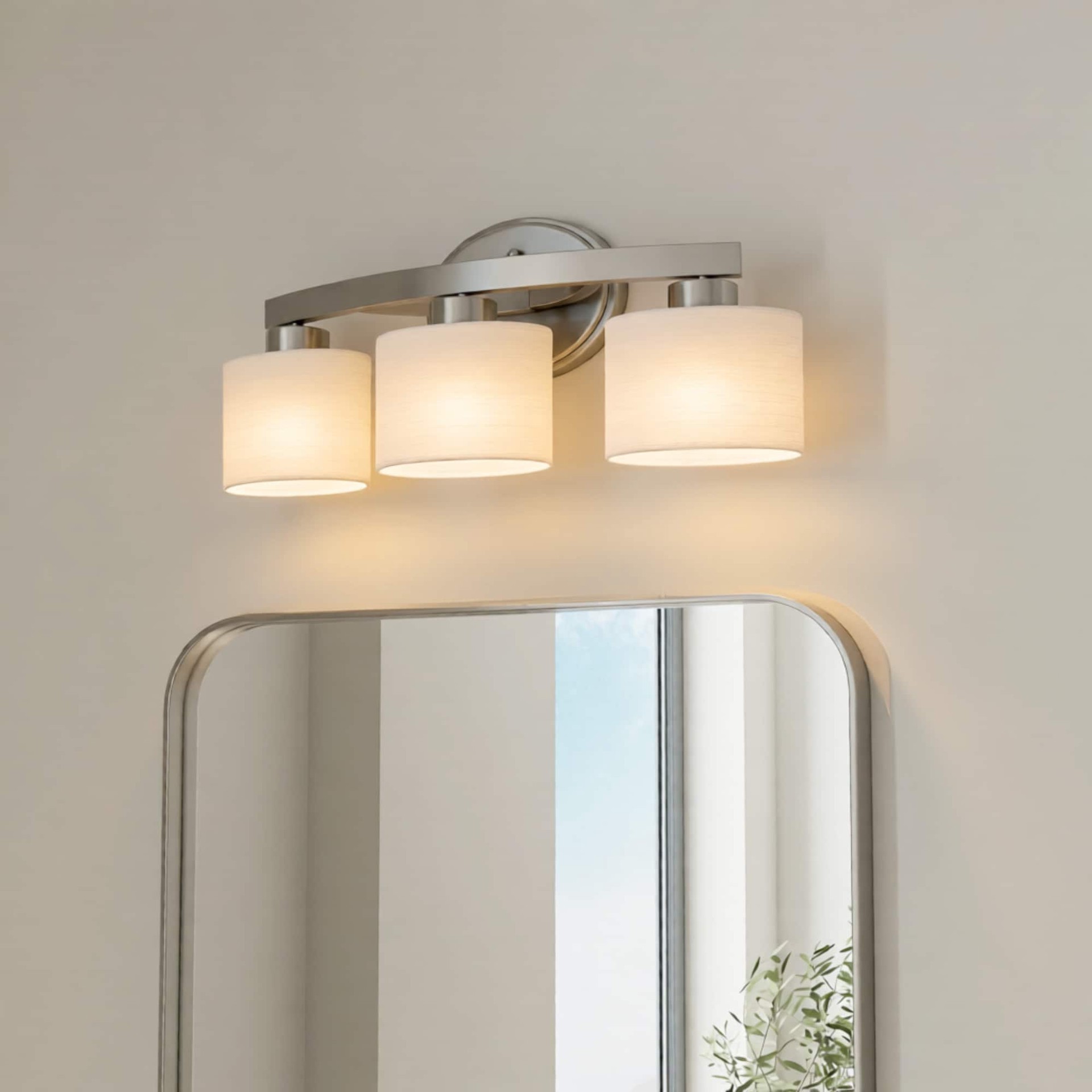 slide 1 of 6, allen + roth Merington 21.5-in 3 -Light Brushed Nickel Transitional Vanity light, 1 ct