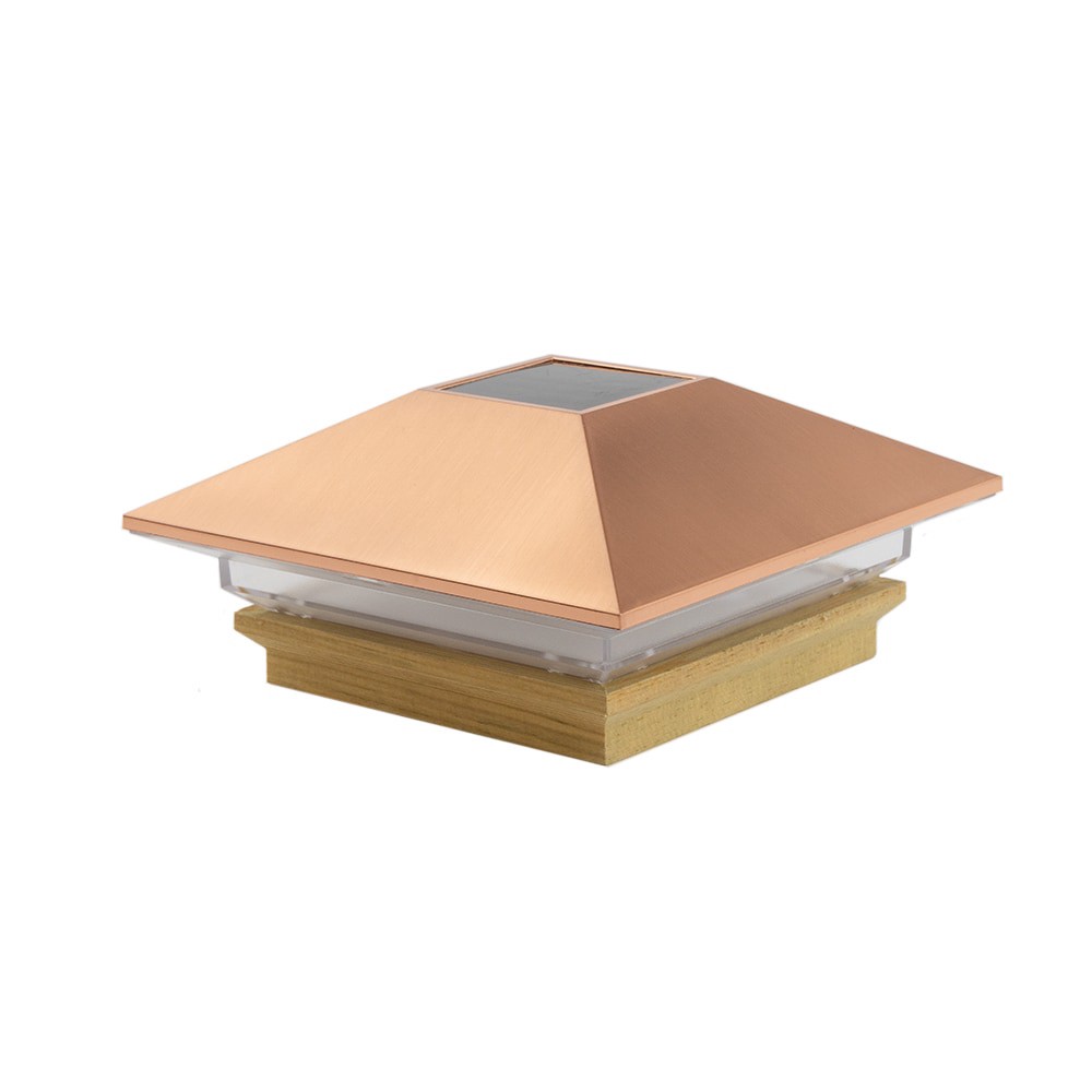 slide 1 of 6, Deckorators Battery-operated 4-in x 4-in Copper LED Outdoor Post cap light, 1 ct