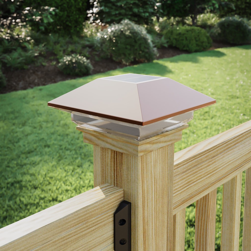 slide 5 of 6, Deckorators Battery-operated 4-in x 4-in Copper LED Outdoor Post cap light, 1 ct