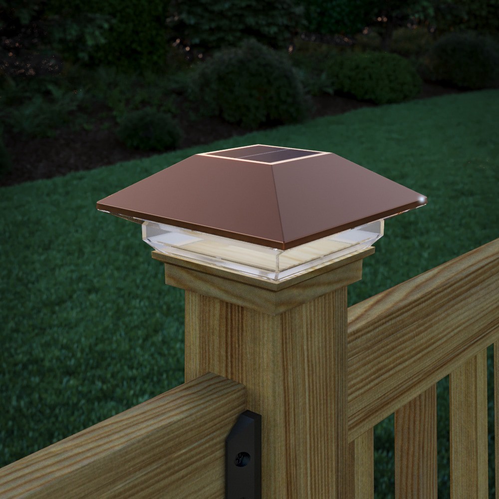 slide 6 of 6, Deckorators Battery-operated 4-in x 4-in Copper LED Outdoor Post cap light, 1 ct