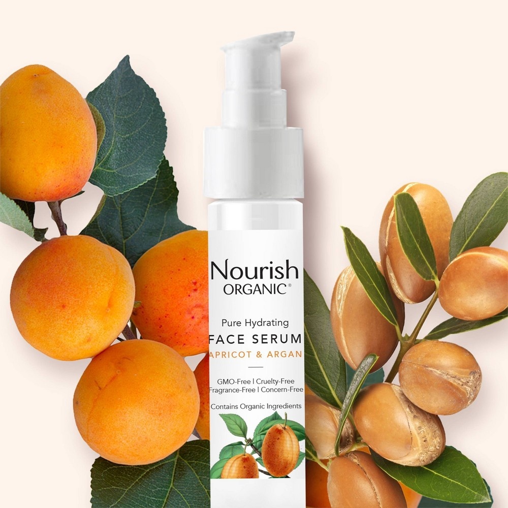 slide 2 of 3, Nourish Organic Pure Hydrating - Apricot & Argan Face Serum, 0.7 fl oz