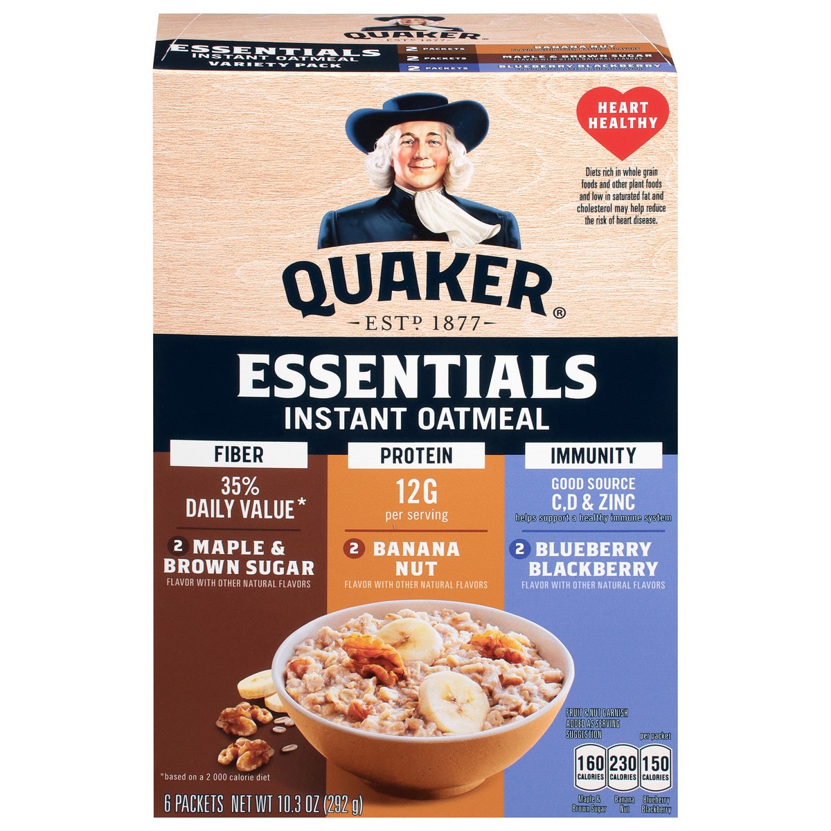 slide 9 of 15, Quaker Essentials Instant Oatmeal Variety 10.3 Oz, 6 Count, 6 ct