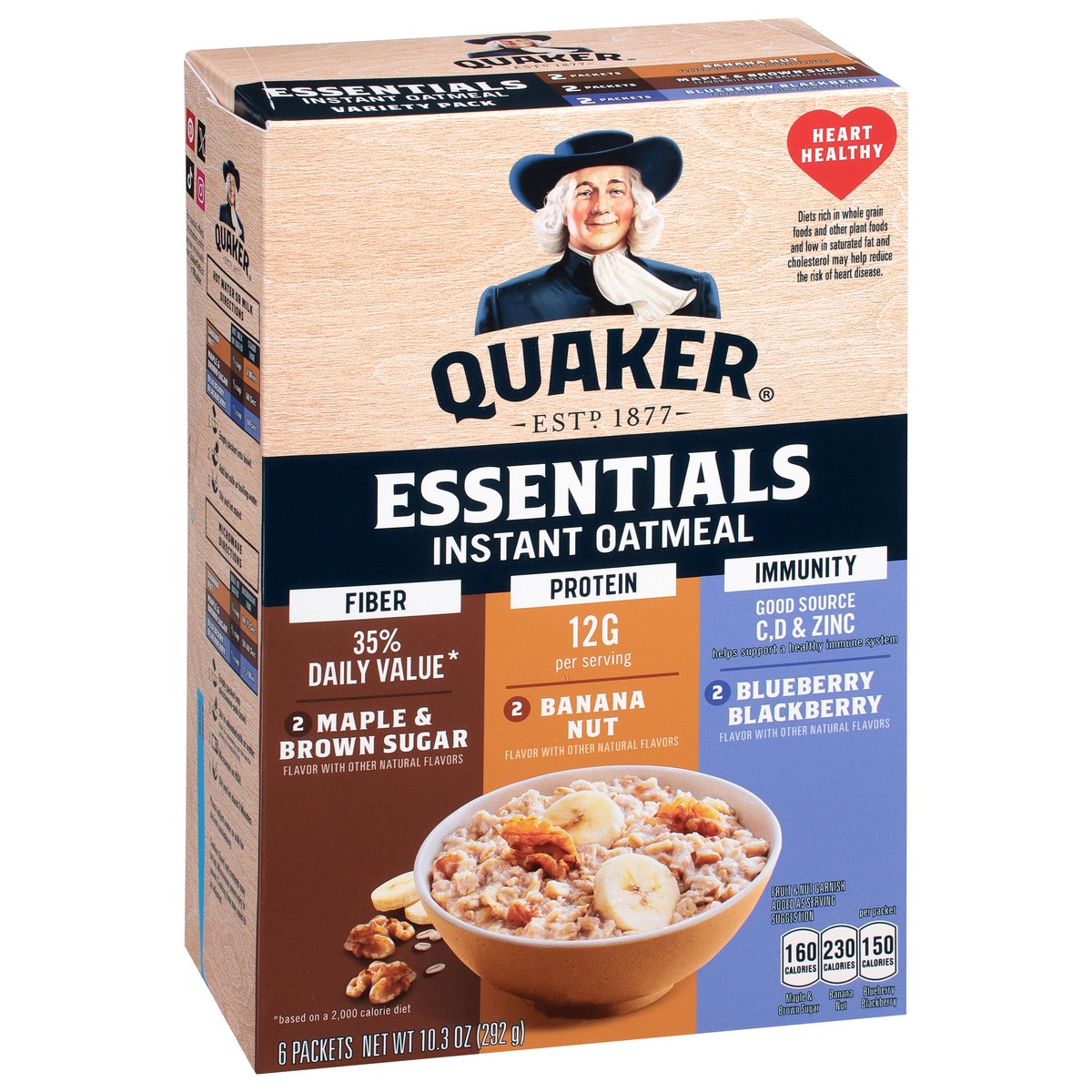 slide 11 of 15, Quaker Essentials Instant Oatmeal Variety 10.3 Oz, 6 Count, 6 ct