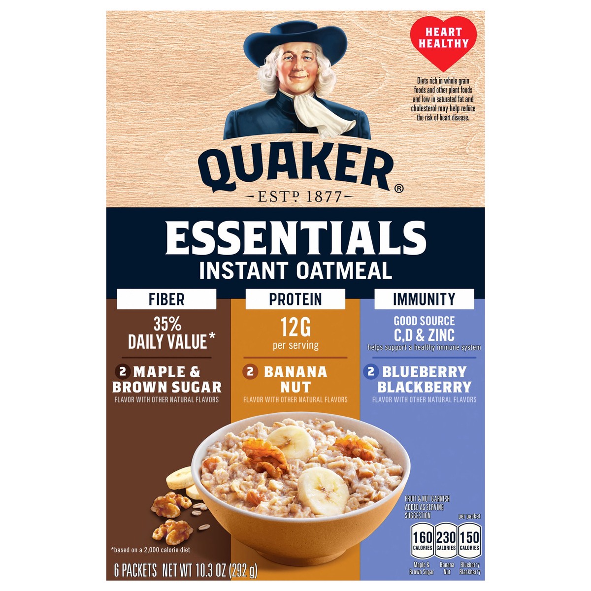 slide 1 of 15, Quaker Essentials Instant Oatmeal Variety 10.3 Oz, 6 Count, 6 ct