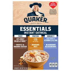Quaker Essentials Instant Oatmeal Variety 10.3 Oz, 6 Count