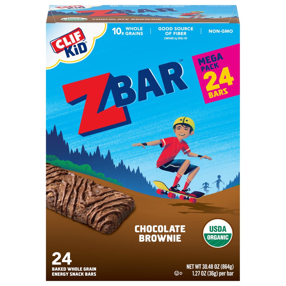 slide 3 of 3, Zbar - Chocolate Brownie - Soft Baked Whole Grain Snack Bars - USDA Organic - Non-GMO - Plant-Based - 1.27 oz. (24 Pack), 24 ct
