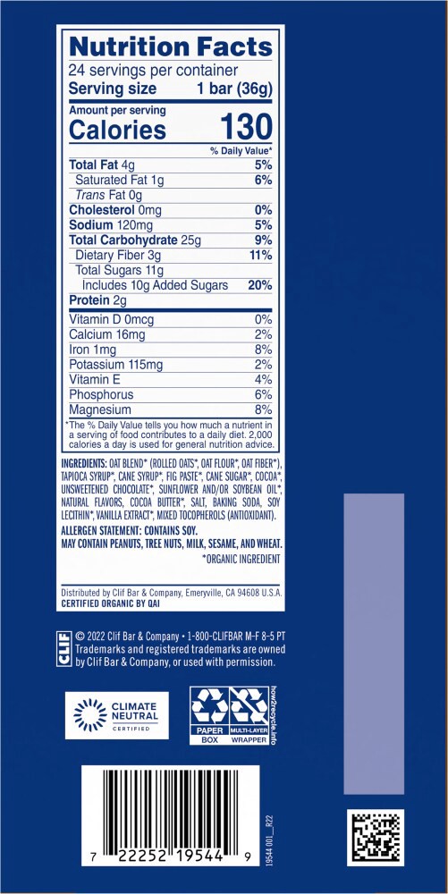 slide 2 of 3, Zbar - Chocolate Brownie - Soft Baked Whole Grain Snack Bars - USDA Organic - Non-GMO - Plant-Based - 1.27 oz. (24 Pack), 24 ct