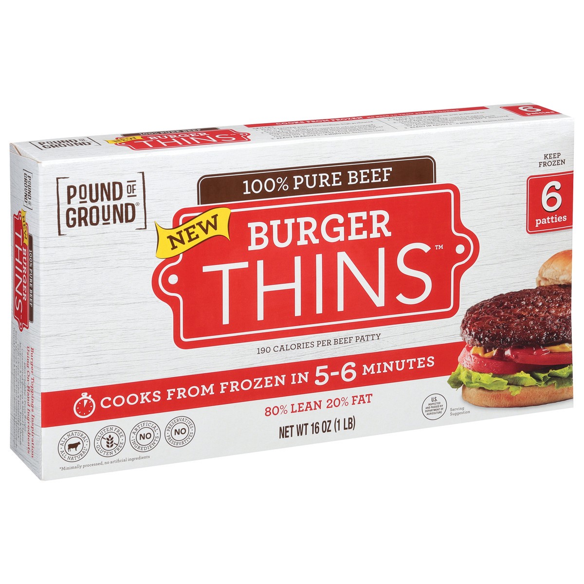 slide 8 of 11, Pound of Ground Patties, 80/20, 6 ct