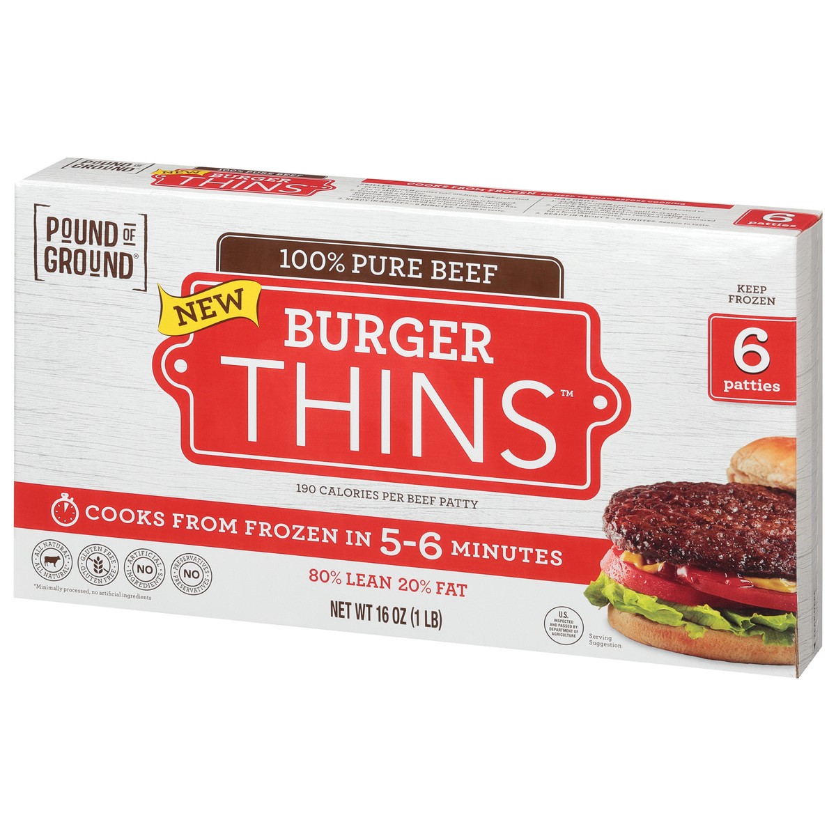 slide 2 of 11, Pound of Ground Patties, 80/20, 6 ct