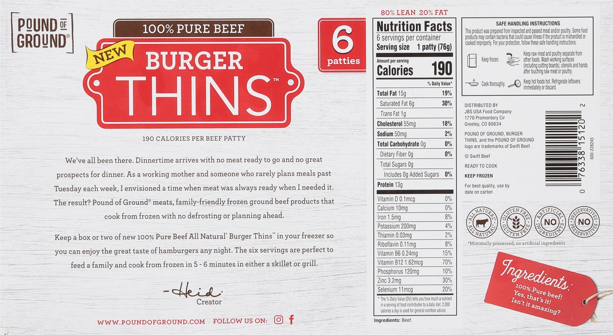 slide 7 of 11, Pound of Ground Patties, 80/20, 6 ct
