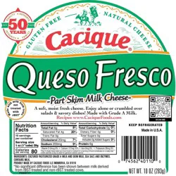 Cacique Queso Fresco Part Skim Milk Cheese - 10oz
