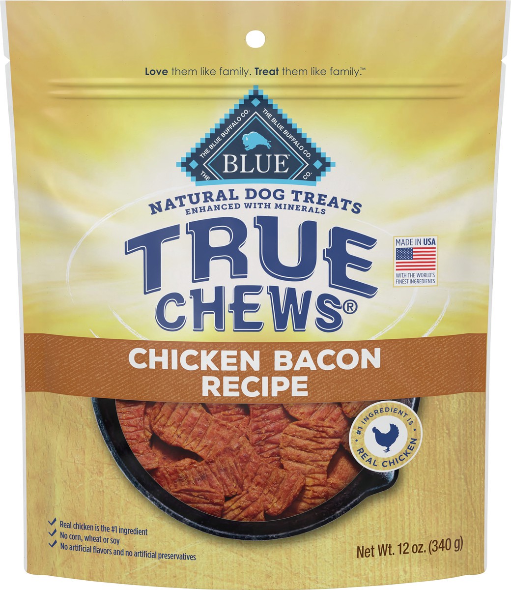 slide 3 of 11, Blue Buffalo True Chews Dog Treats, Made in the USA with Natural Ingredients, Chicken Bacon Recipe, 12-oz Bag, 12 oz