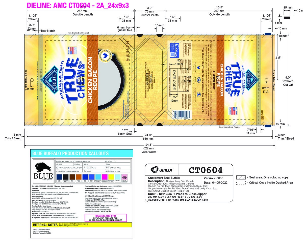 slide 7 of 11, Blue Buffalo True Chews Dog Treats, Made in the USA with Natural Ingredients, Chicken Bacon Recipe, 12-oz Bag, 12 oz