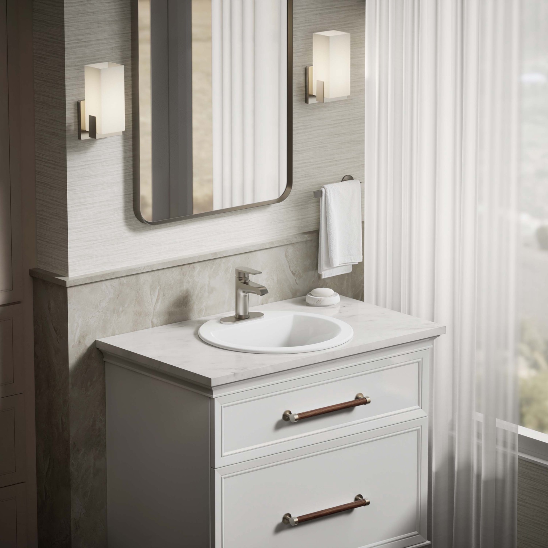 slide 4 of 6, KOHLER Bryant Vitreous China 18.875-in Drop-in Round Transitional White Bathroom Sink, 1 ct