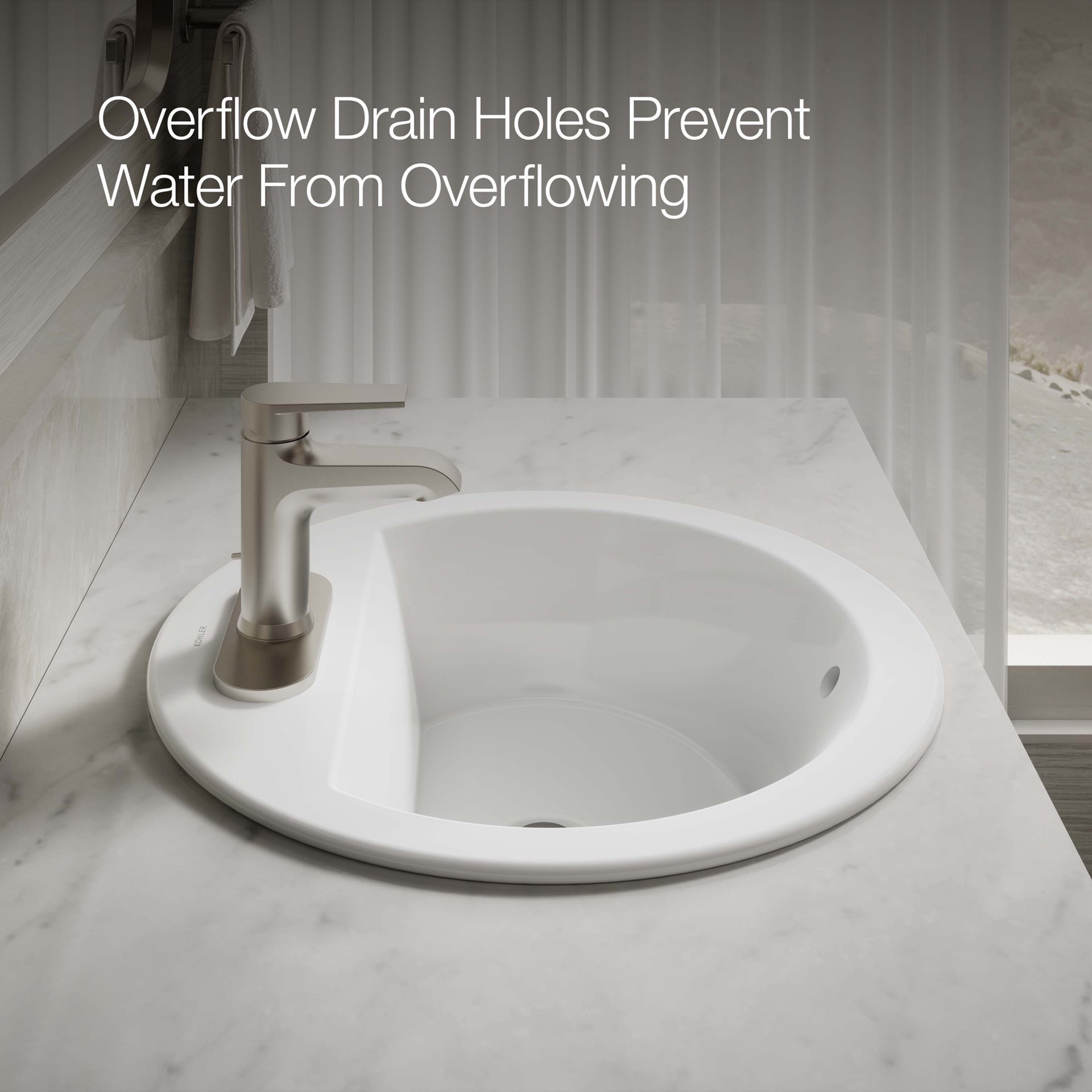 slide 6 of 6, KOHLER Bryant Vitreous China 18.875-in Drop-in Round Transitional White Bathroom Sink, 1 ct