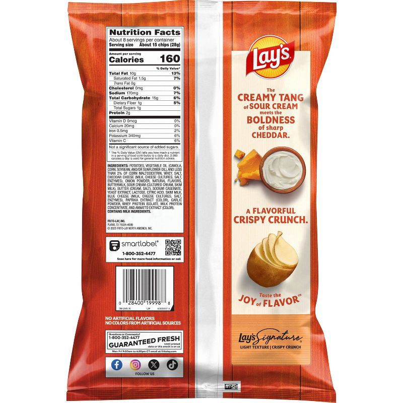 slide 2 of 7, Lay's Cheddar & Sour Cream Flavored Potato Chips - 7.75oz, 7.75 oz