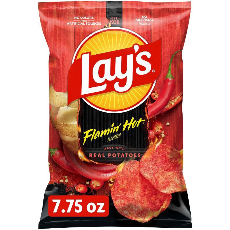 slide 1 of 7, Lay's Flamin' Hot Flavored Potato Chips - 7.75oz, 7.75 oz