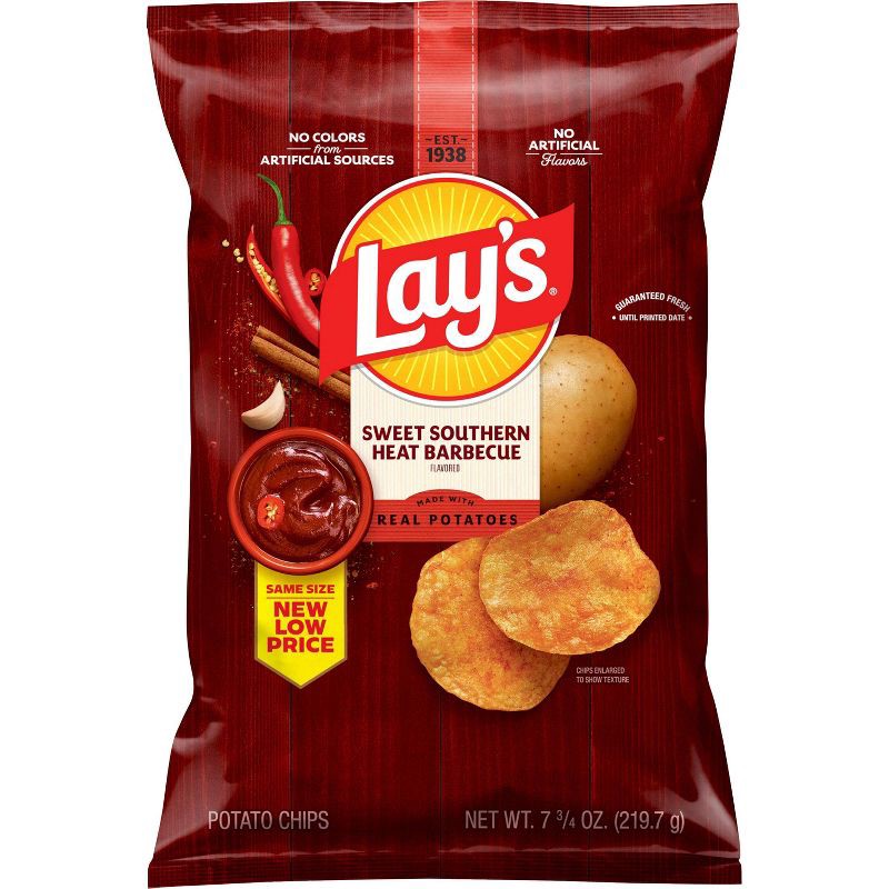 slide 1 of 6, Lay's Sweet Southern Heat Barbecue Flavored Potato Chips - 7.75oz, 7.75 oz