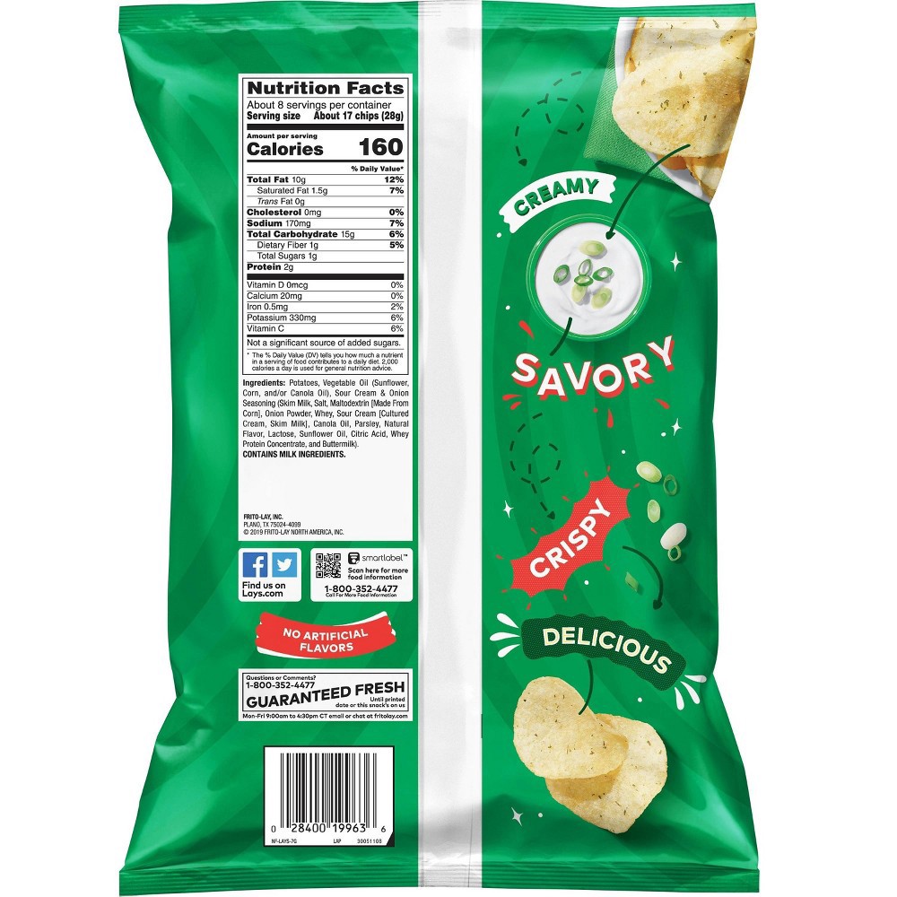 slide 2 of 3, Lay's Potato Chips Sour Cream & Onion Flavored 7 3/4 Oz, 7.75 oz
