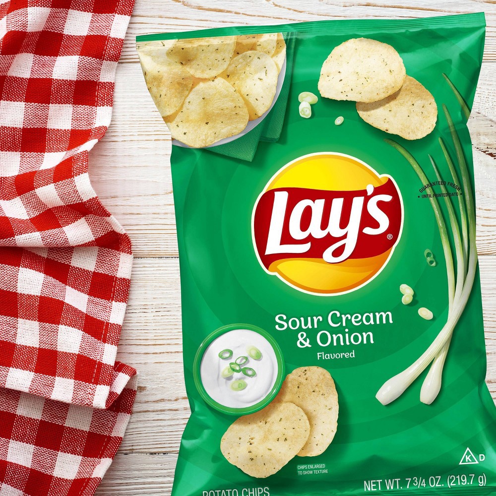 slide 3 of 3, Lay's Potato Chips Sour Cream & Onion Flavored 7 3/4 Oz, 7.75 oz