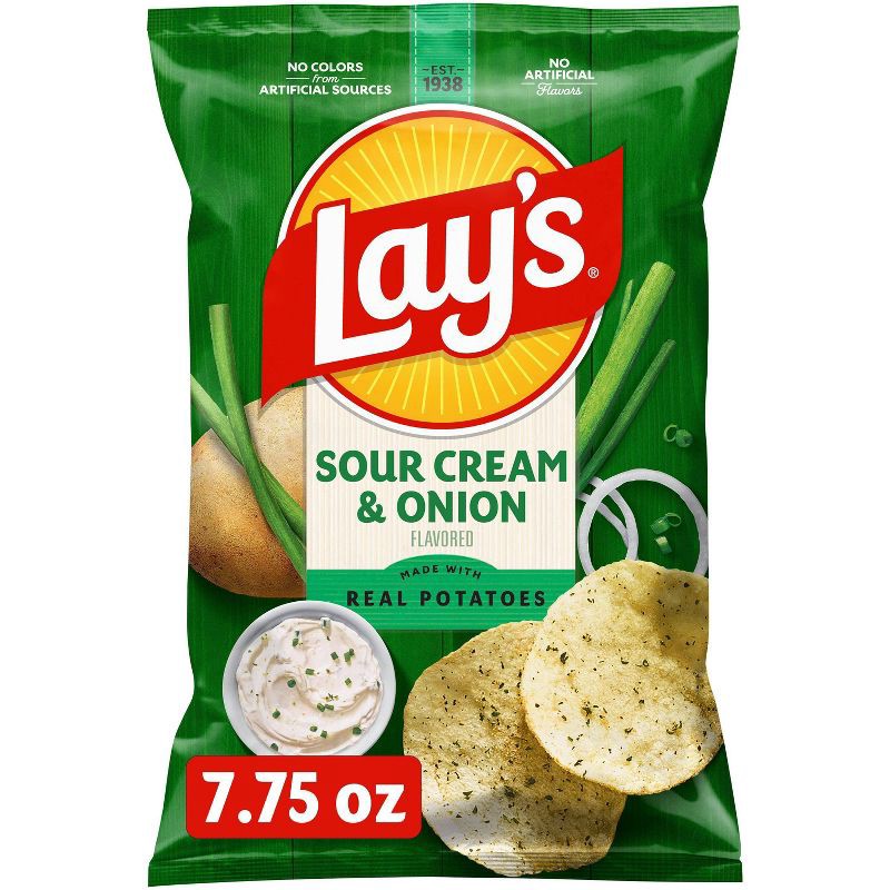 slide 1 of 7, Lay's Sour Cream & Onion Flavored Potato Chips - 7.75oz, 7.75 oz