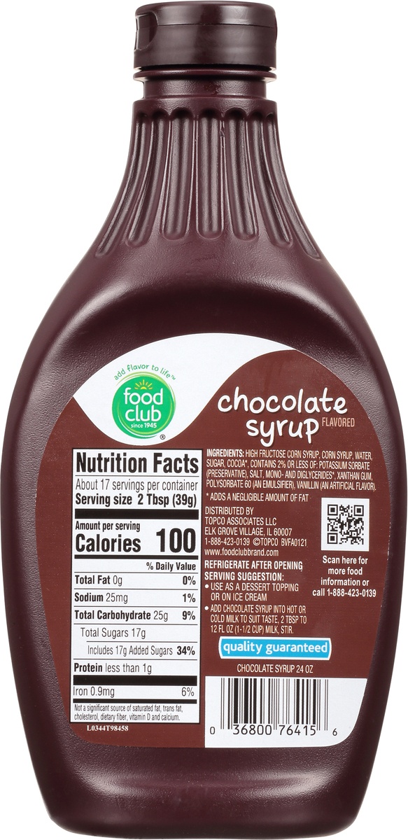 slide 10 of 11, Food Club Chocolate Syrup, 24 oz