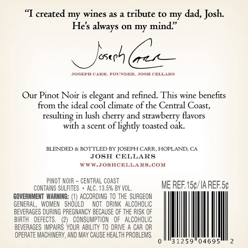 slide 6 of 11, Josh Cellars Josh Pinot Noir Red Wine - 750ml Bottle, 750 ml