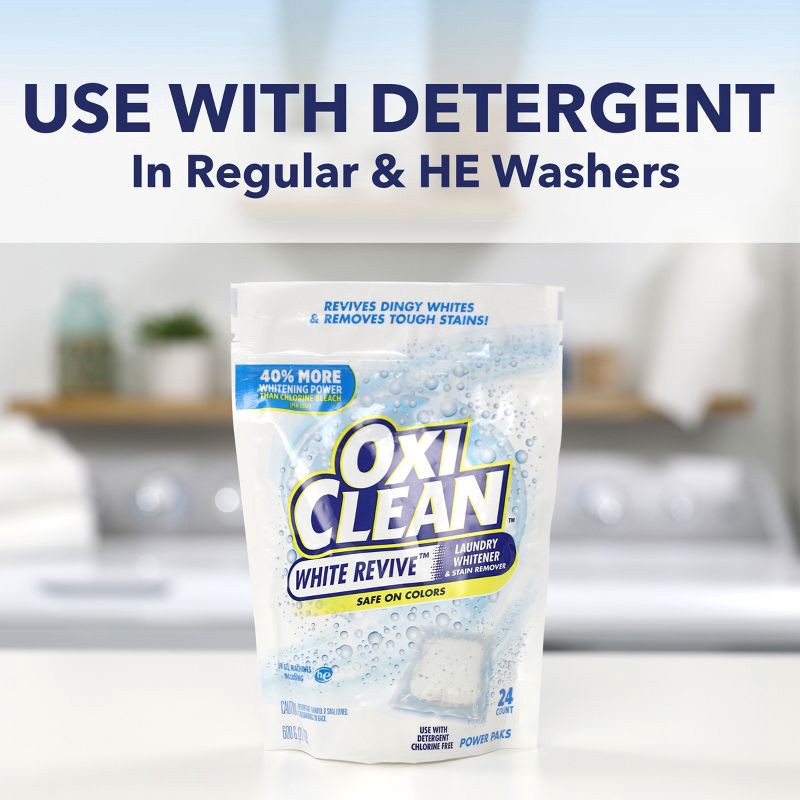 slide 4 of 10, OxiClean White Revive Laundry Whitener + Stain Remover Power Paks - 24ct/21.1oz, 24 ct, 21.1 oz