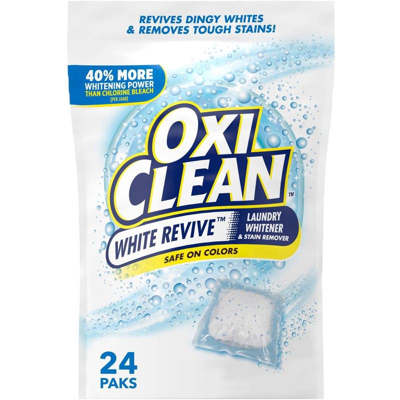 slide 1 of 10, OxiClean White Revive Laundry Whitener + Stain Remover Power Paks - 24ct/21.1oz, 24 ct, 21.1 oz