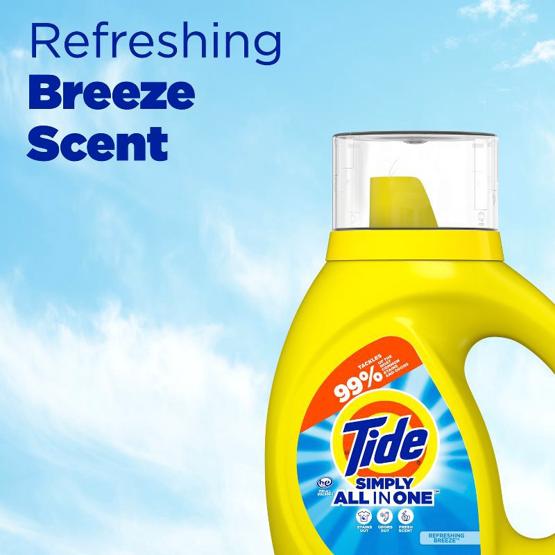 slide 4 of 9, Tide Simply Refreshing Breeze Clean & Fresh HE Liquid Laundry Detergent 64 Loads - 84 fl oz, 84 fl oz