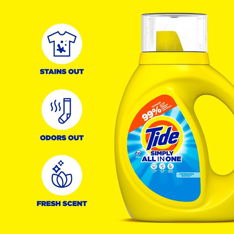 slide 5 of 9, Tide Simply Refreshing Breeze Clean & Fresh HE Liquid Laundry Detergent 64 Loads - 84 fl oz, 84 fl oz