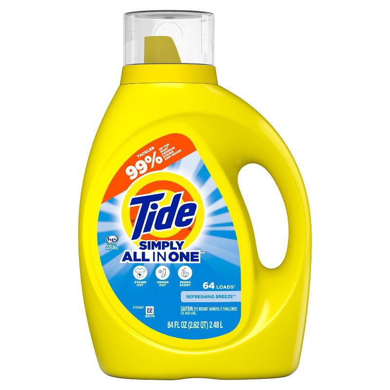slide 7 of 9, Tide Simply Refreshing Breeze Clean & Fresh HE Liquid Laundry Detergent 64 Loads - 84 fl oz, 84 fl oz