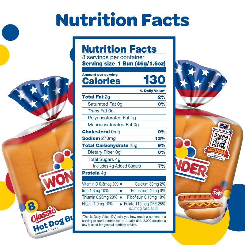 slide 7 of 16, Wonder White Hot Dog Buns - 13oz/8ct, 8 ct; 13 oz