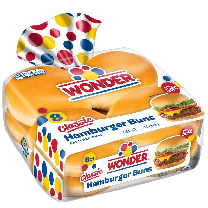 slide 13 of 16, Wonder Classic Extra Soft Hamburger Buns - 15oz/8ct, 8 ct; 15 oz