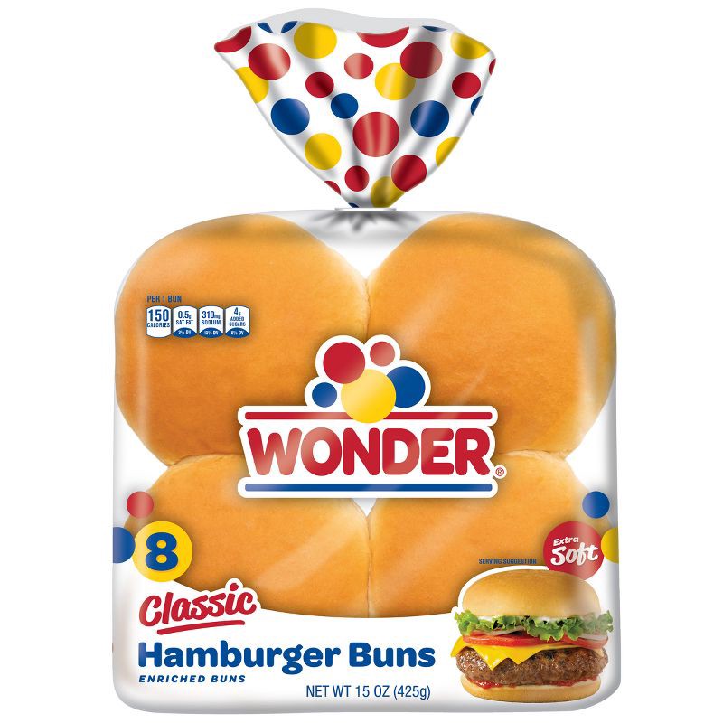 slide 1 of 16, Wonder Classic Extra Soft Hamburger Buns - 15oz/8ct, 8 ct; 15 oz