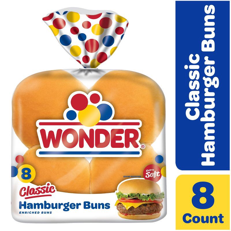 slide 9 of 16, Wonder Classic Extra Soft Hamburger Buns - 15oz/8ct, 8 ct; 15 oz