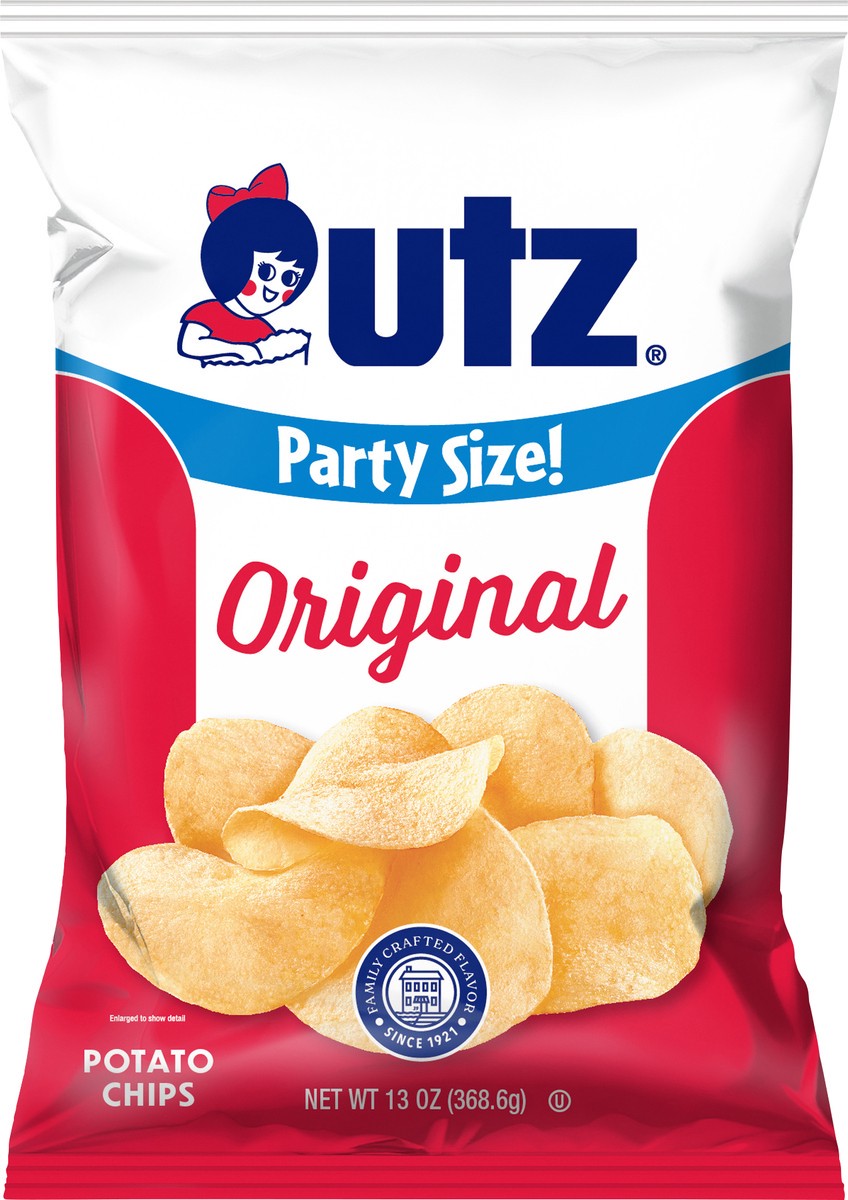 slide 4 of 12, Utz Original Potato Chips, Gluten-Free, Party Size, 13 oz Bag, 13 oz