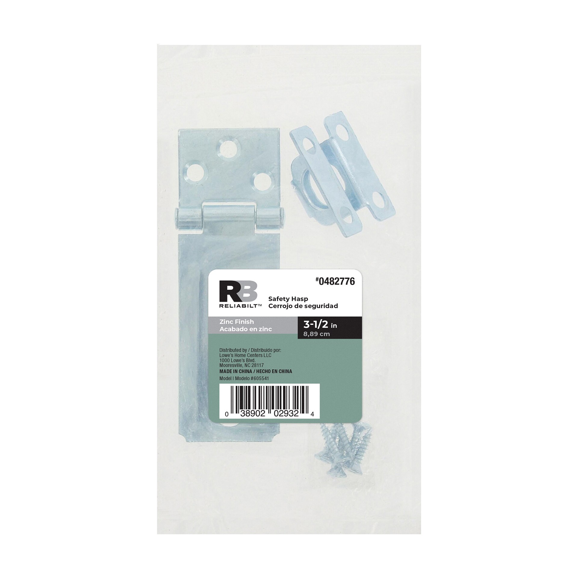 slide 4 of 6, RELIABILT 3-1/2-in Zinc Safety hasp, 1 ct