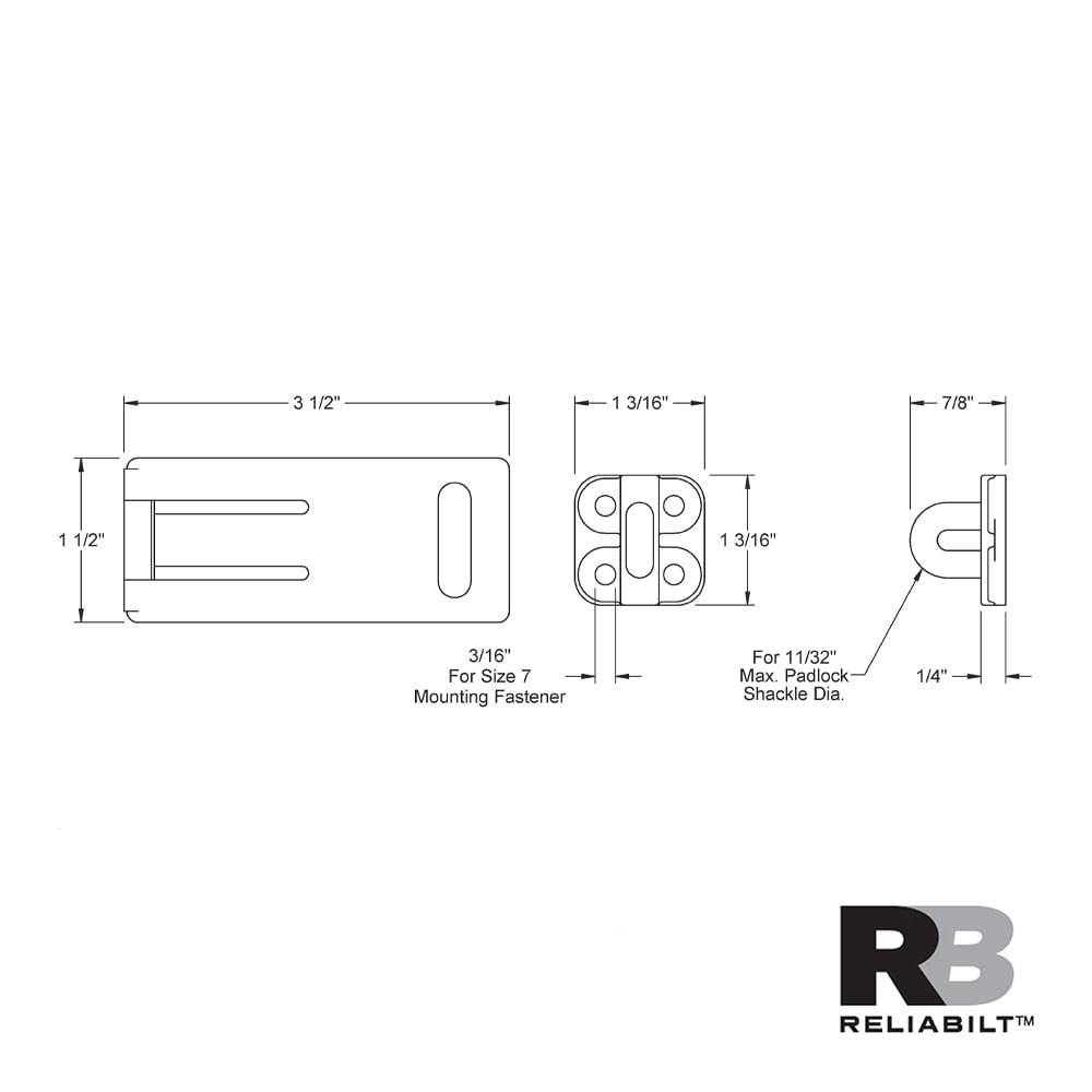 slide 3 of 6, RELIABILT 3-1/2-in Zinc Safety hasp, 1 ct