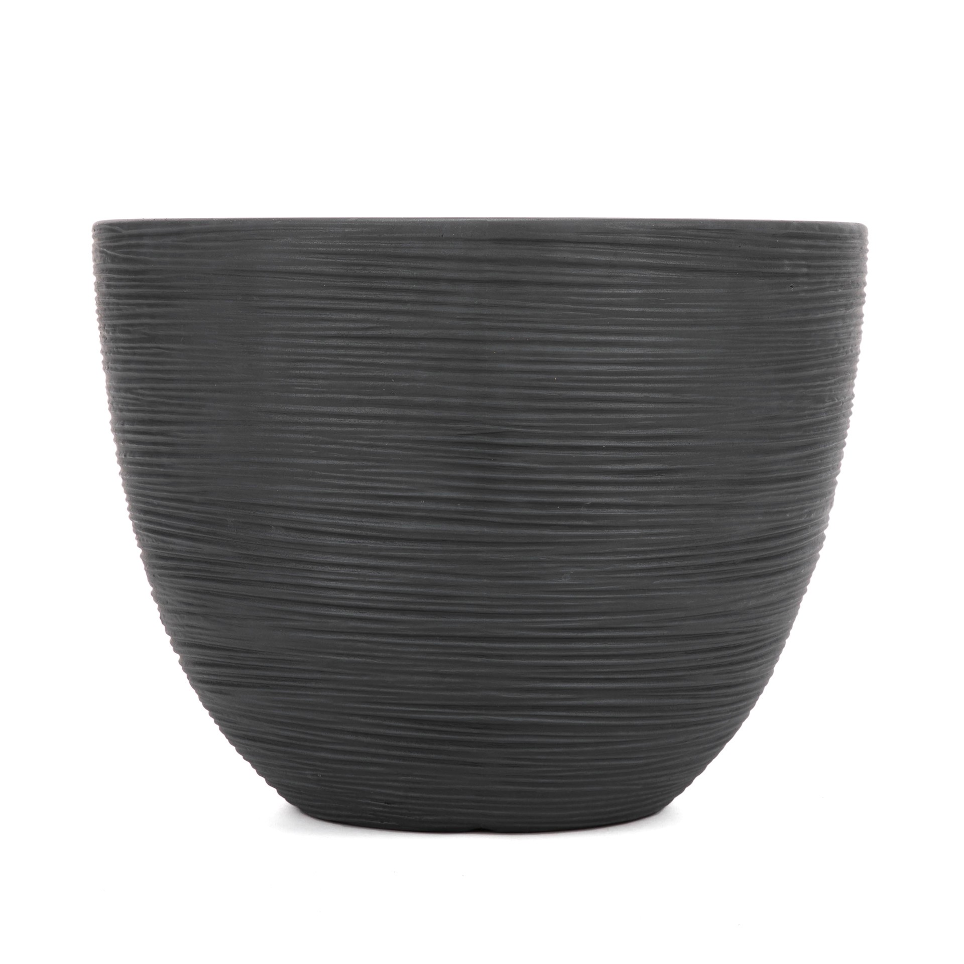 slide 3 of 6, allen + roth Round 19.72-in W x 19.72-in L Black Resin Indoor/Outdoor Planter, 1 ct