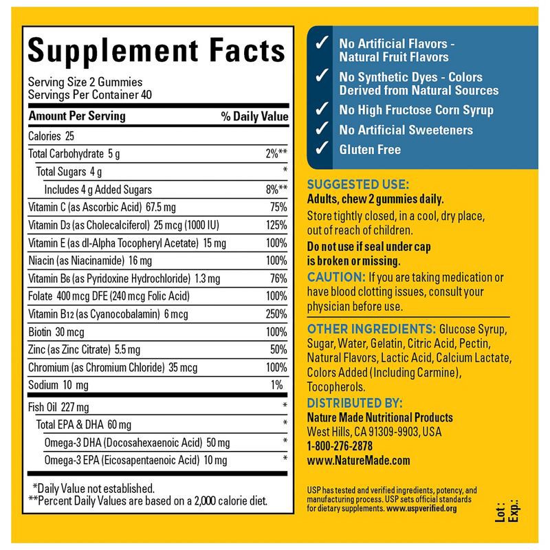 slide 3 of 9, Nature Made Multi for Him Plus Omega-3 Men's Multivitamin Gummies - 80ct, 80 ct
