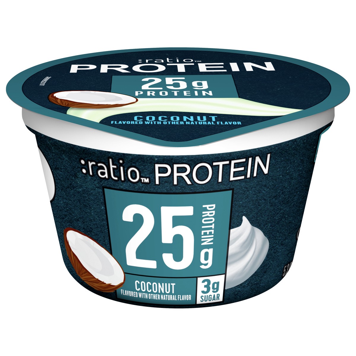 slide 1 of 9, :ratio Yogurt Protein Cultured Dairy Snack, Coconut, 25g Protein, 5.3 OZ, 5.3 oz