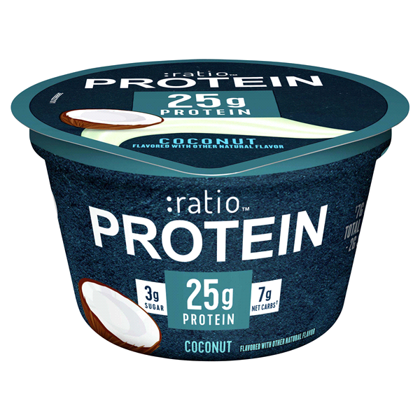 slide 1 of 1, :ratio Protein Dairy Snack, Coconut, 5.3 oz