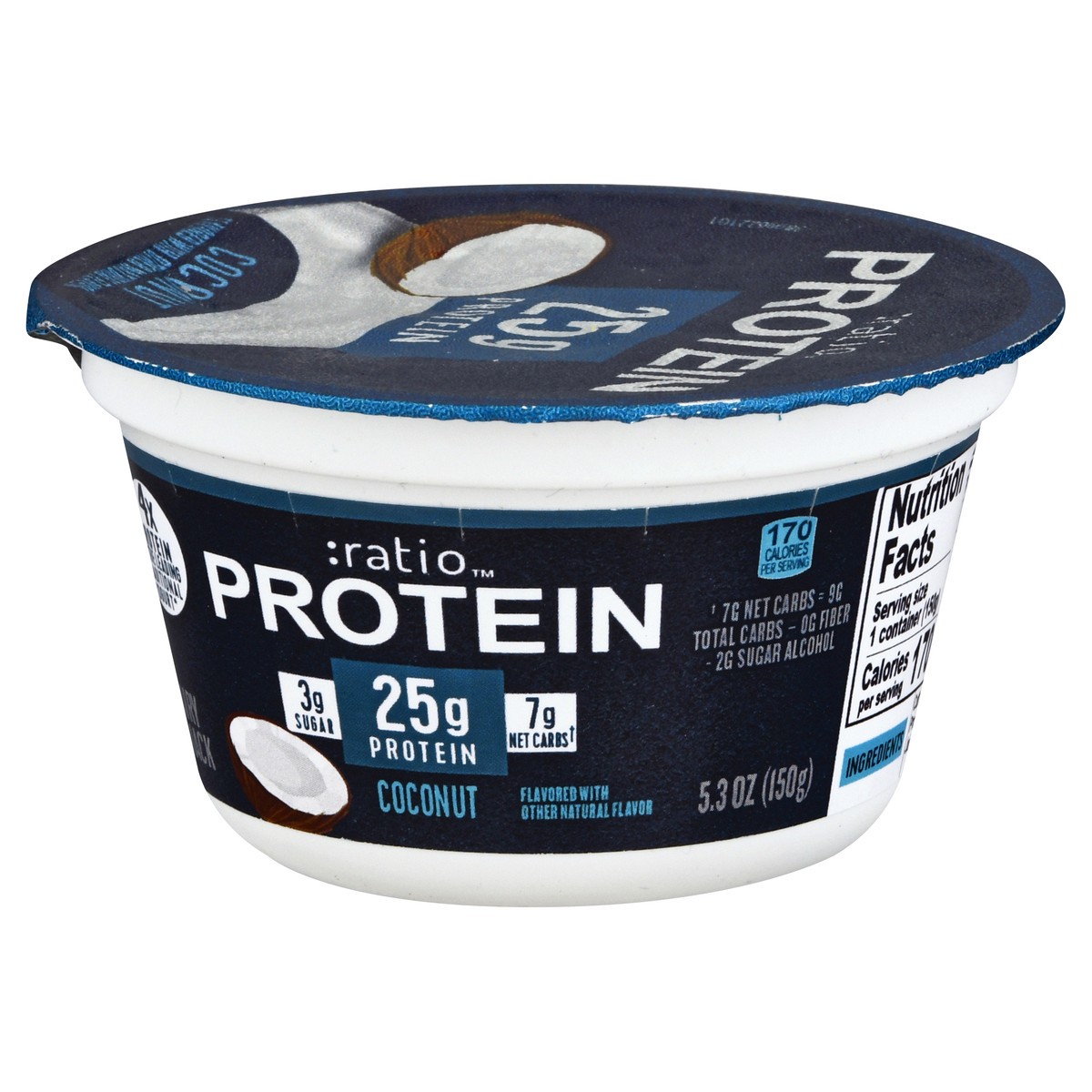 slide 3 of 9, :ratio Yogurt Protein Cultured Dairy Snack, Coconut, 25g Protein, 5.3 OZ, 5.3 oz