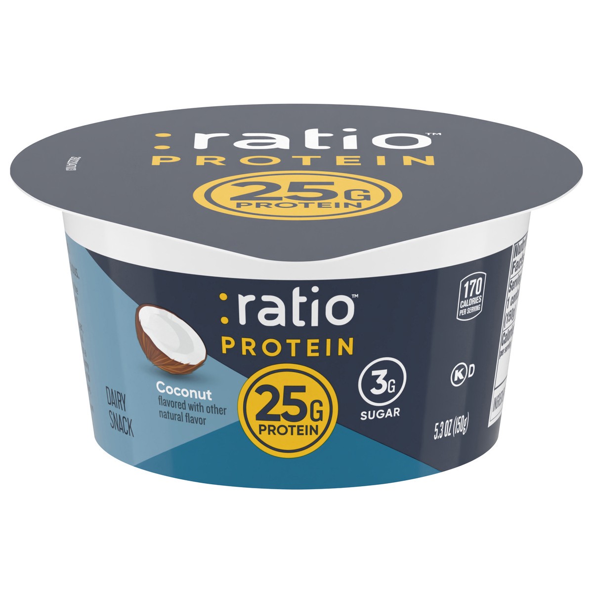 slide 1 of 9, :ratio Yogurt Protein Cultured Dairy Snack, Coconut, 25g Protein, 5.3 OZ, 5.3 oz