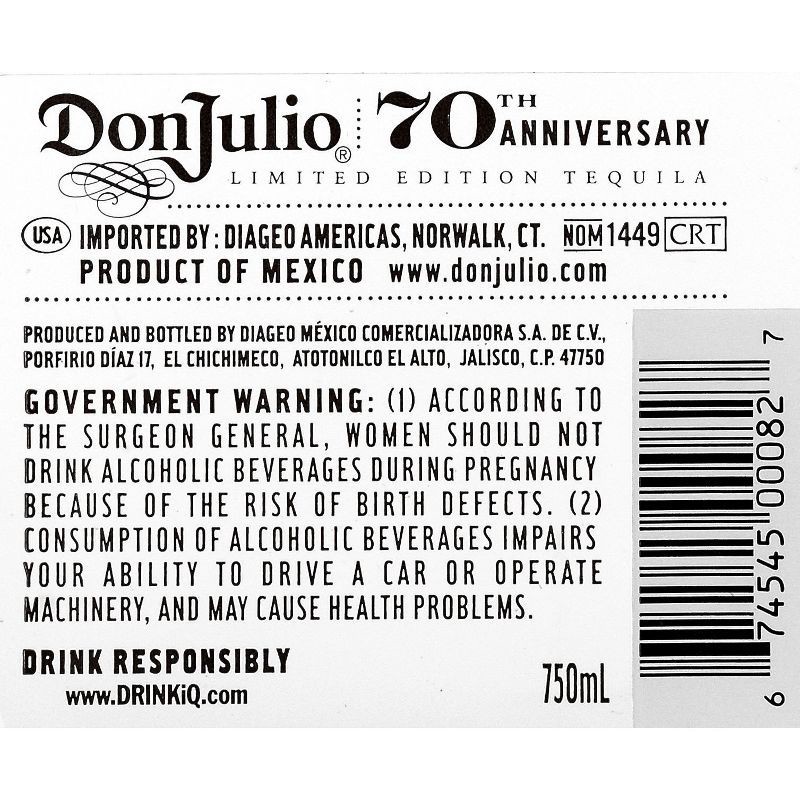 slide 8 of 10, Don Julio 70th Anniversary Claro Anejo Tequila - 750ml Bottle, 750 ml