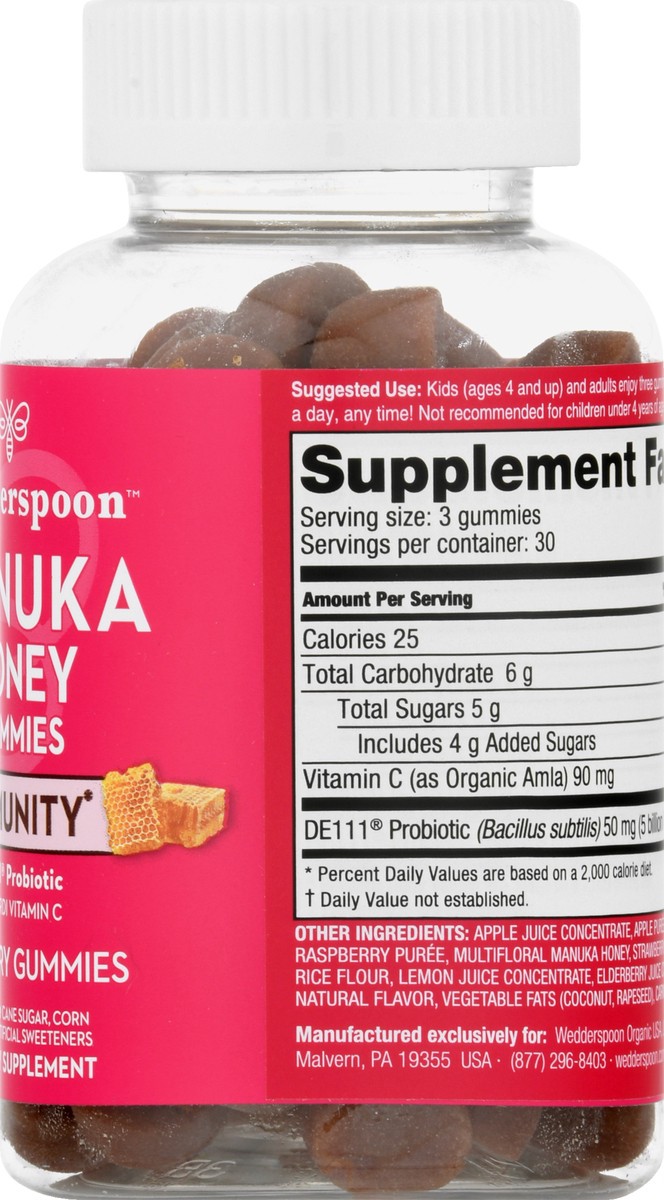 slide 8 of 9, Wedderspoon Immunity Manuka Gummies Berry, 90 ct